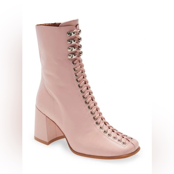 Jeffrey Campbell Shoes - NWT $225 Jeffrey Campbell Belmond-Hi Bootie pink leather lace up heeled square